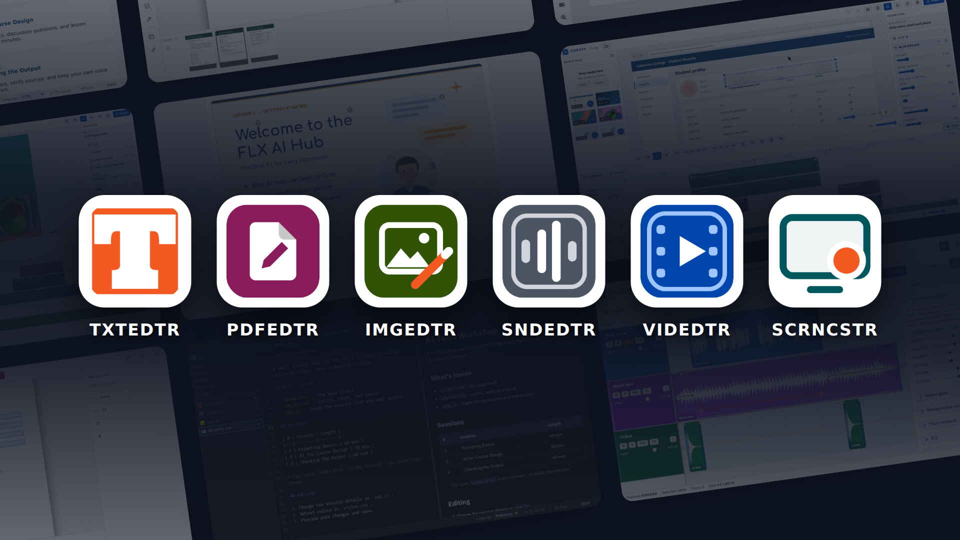 Screenshot of the EDTR Suite of browser-based editing apps